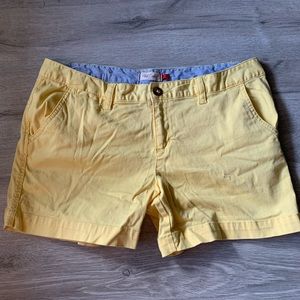 Summer yellow khaki flat front shorts